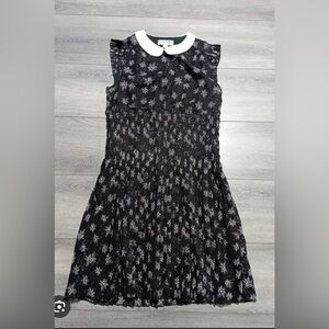 NWT Kate young size L  dress black ck and White Ruffled Tiered Sleeveless Dress